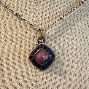 Baked Beads Faceted Pink  Pendant Necklace